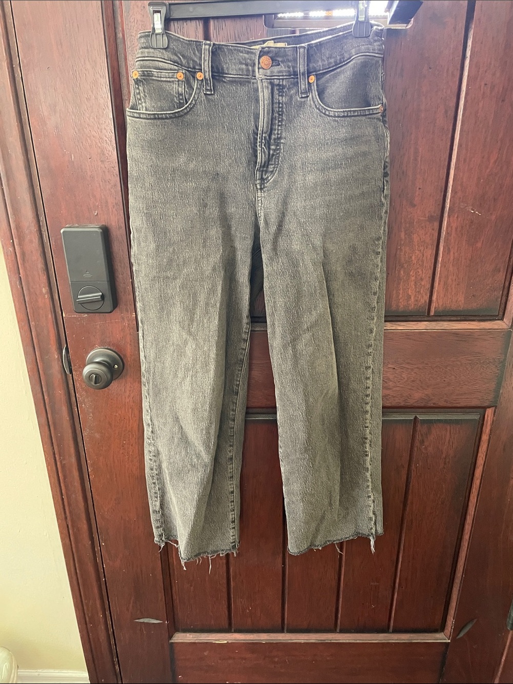 Madewell Black Wash Cropped Straight Jeans